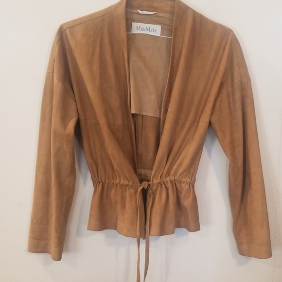 MaxMara Faux suede jacket size 42/ 10 - Picture 1 of 4